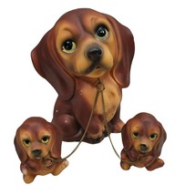 Big Eyed Beagle Basset Hound Dog Mama Leashed Puppies Japan Brinn&#39;s Vtg - $24.99