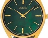 Seiko Women&#39;s Green Mother of Pearl Dial Black Leather Band Quartz Watch - $215.95