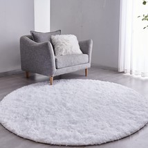 Fjzfing White Round Rug Ultra-Soft Plush Modern 4X4 Circle Area Rug For Kid&#39;S - £29.56 GBP