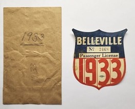 1933 City of Belleville Illinois Vehicle License Window Sticker Decal PB137 - £63.94 GBP