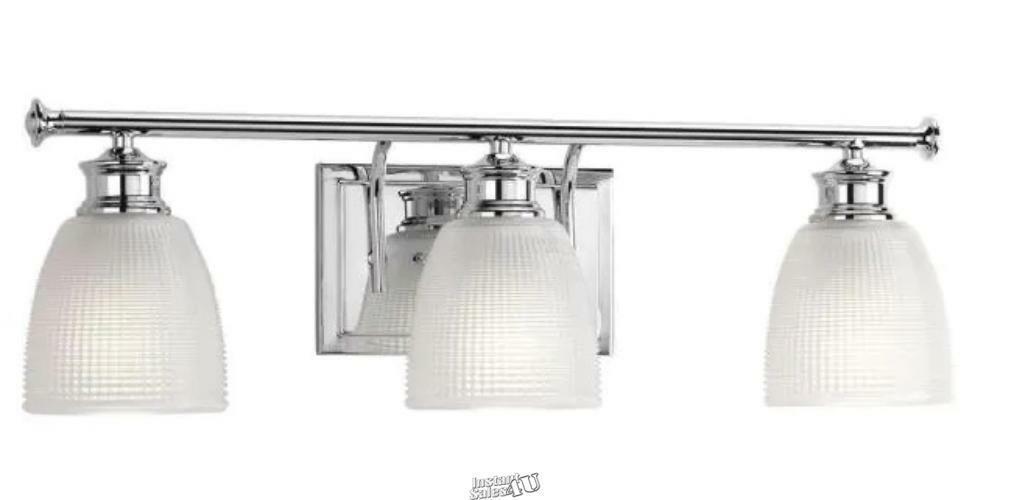 Primary image for Lucky Collection 24 in. 3-Light Polished Chrome Bathroom Vanity Light with Glass