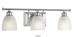 Lucky Collection 24 in. 3-Light Polished Chrome Bathroom Vanity Light with Glass - £75.41 GBP