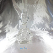 Clear Glass Etched Flower Perfume Bottle # 21328 - £14.15 GBP