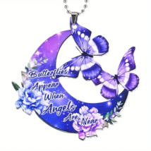 Acrylic Car Ornament, Backpack Accessory - New - Purple Moon w/ Butterfly - £10.17 GBP