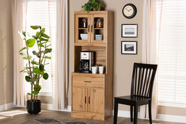 Bernard Oak Brown Kitchen Cabinet and Hutch - $216.00