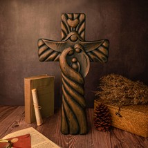 Holy Family Wood Icon Decoration, Joseph, Mary, Baby Jesus, Carved Woode... - $58.00+
