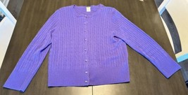 J.Crew 100% Italian Cashmere Cardigan Sweater Purple Size Large Crewneck - £27.67 GBP