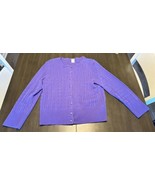 J.Crew 100% Italian Cashmere Cardigan Sweater Purple Size Large Crewneck - £27.68 GBP