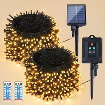 2Pack Solar Outdoor String Lights,Each 72ft 200 LED Solar Christmas (War... - £13.70 GBP