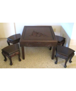 Antique Chinese Hand Carved Rosewood Square Folding Game Table and Stool... - $4,324.50 CAD