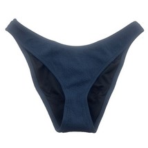 J Crew Textured Cheeky Bikini Bottom Dark Blue Curved Waist Size Med BC0... - $11.87