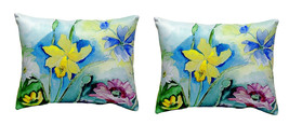 Pair of Betsy Drake Betsy’s Florals No Cord Pillows 15 Inch X 22 Inch - £63.30 GBP