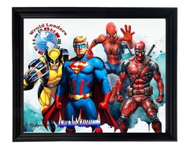 Superhero&#39;s Donald Trump Art 16X20 Framed - $346.50