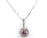 14k Gold .58ct Pink Genuine Natural Morganite Pendant with Diamond Halo ... - $658.35