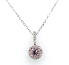 14k Gold .58ct Pink Genuine Natural Morganite Pendant with Diamond Halo (#J6469) - £529.49 GBP