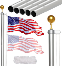 NELXINJO 20FT Sectional Flag Pole Kit, Heavy Duty Aluminum Outdoor In-Ground Fla - £66.63 GBP