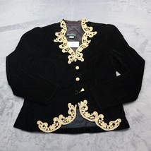David Rose Jacket Womens 12 Black Long Sleeve Embroidered Neckline Blazer - $25.72