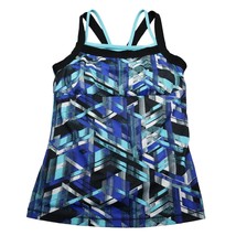 Racerback Swimwear Womens Multicolor Square Neck Geometric Tankini - £18.18 GBP