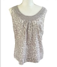 Boden Top Sleeveless Shirt Floral Cotton Womens US 8 Gray White - £15.56 GBP