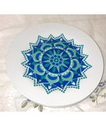 Dinner Plate  Royal Norfolk  10 1/2&quot;  Green/Blue Mandala Geometric center - $237.08 MXN