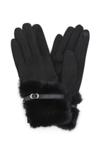   Faux Fur And Strap Cuff Smart Touch Gloves. - $25.75