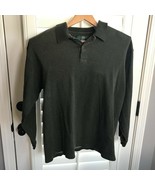 Orvis Sweater Mens Large 100% Combed Cotton  1/4 Button Pullover L/S Green - $11.88