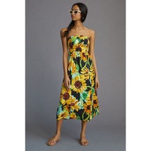 New Anthropologie Maeve Strapless Floral Midi Dress $170  X-SMALL Yellow  - $72.00