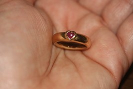 Retired Tiffany & Co. 1993 18K Yellow Gold Pink Tourmaline Heart Band Ring SZ 5 - $920.43