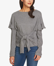 1. STATE Textured Knit Long Sleeve Wrap Front Ruffle Sleeve Top NWT XS - £12.39 GBP