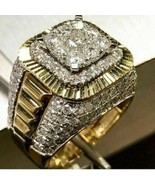 Men&#39;s 3.50Ct Simulated Diamond Wedding Pinky Band Ring 14K Yellow Gold P... - £113.65 GBP