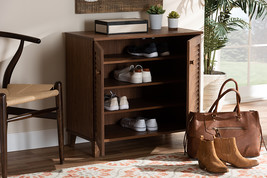 Halstein 2-Door Wood Entryway Shoe Storage Cabinet w/Screen Inserts - $3,008.04 MXN