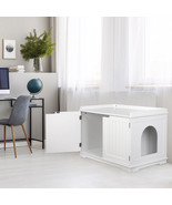 White Cat Washroom Storage Bench Litter Box Cover With Sturdy Wooden Str... - £88.86 GBP