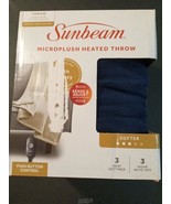 Sunbeam Microplush Electric Heated Throw Blanket Navy Blue - $59.95 CAD