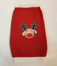 Top Paw Dog Sweater Large Rudolph Red Nose Reindeer Embroidered Holiday Pet Coat - £6.19 GBP