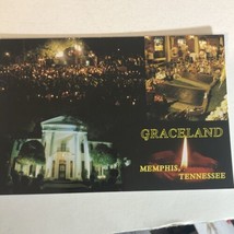 Elvis Presley Postcard Elvis Graceland Meditation Gardens Candlelight Vigil - $67.32 MXN