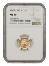 1989 $5 Gold Eagle NGC MS70 - $712.95