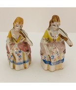 Set of 2 Victorian Ladies Playing Violins 3.5&quot; Ceramic Figurines Occupie... - £9.56 GBP