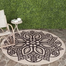 SAFAVIEH Courtyard Collection 6&#39;7&quot; Round Beige/Black CY6139 Indoor/ Outd... - £104.68 GBP