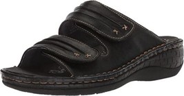 New Propet Black Leather Comfort Wedge Sandals Size 8 Wide $ - £59.72 GBP