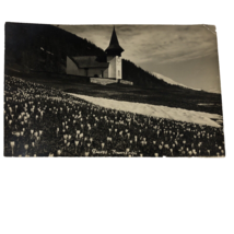 1923 Davos Switzerland Edelweiss Flower in Snow Church Real Photo postcard RPPC - £4.86 GBP