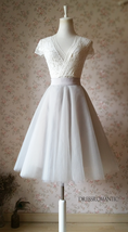 Fluffy White Tulle Skirt Outfit Women A-line Custom Plus Size Midi Party Skirt image 11