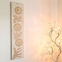 Hand Carved Wooden Wall Art - Bohemian Room Decorative Hanging Long Scul... - $189.90