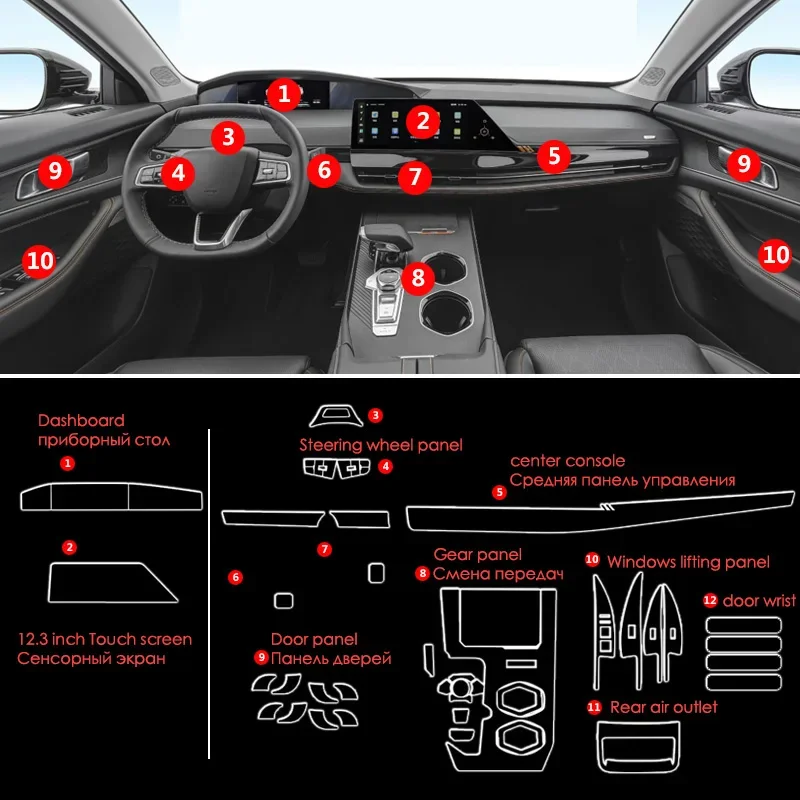 For Changan UNIK UNI K TPU Transparent Film Car Interior Protection Stickers - £26.57 GBP