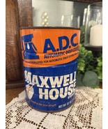 Vintage Maxwell House ADC Coffee Tin Orange Blue Advertising Can Decor - $214.11 MXN