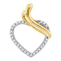 10kt Yellow Gold Womens Round Diamond Heart Pendant 1/10 Cttw - £127.89 GBP