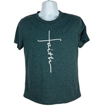 Faith Graphic Tee Unisex M Heather Green Cotton/Polyester Blend - $14.00