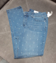 TALBOTS Simply Flattering Stretch Denim Ankle Jeans Anchor Print Size 10 - £33.43 GBP