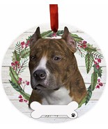 Pit Bull Dog Wreath Ornament Personalizable Christmas Tree Holiday Decor... - $19.49 CAD