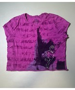 Mudd Cropped T Shirt Purple With Butterflies And Stripes Girls XL - $272.90 MXN