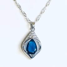 AVH Sterling Silver &amp; Sapphire Blue Necklace - £47.48 GBP